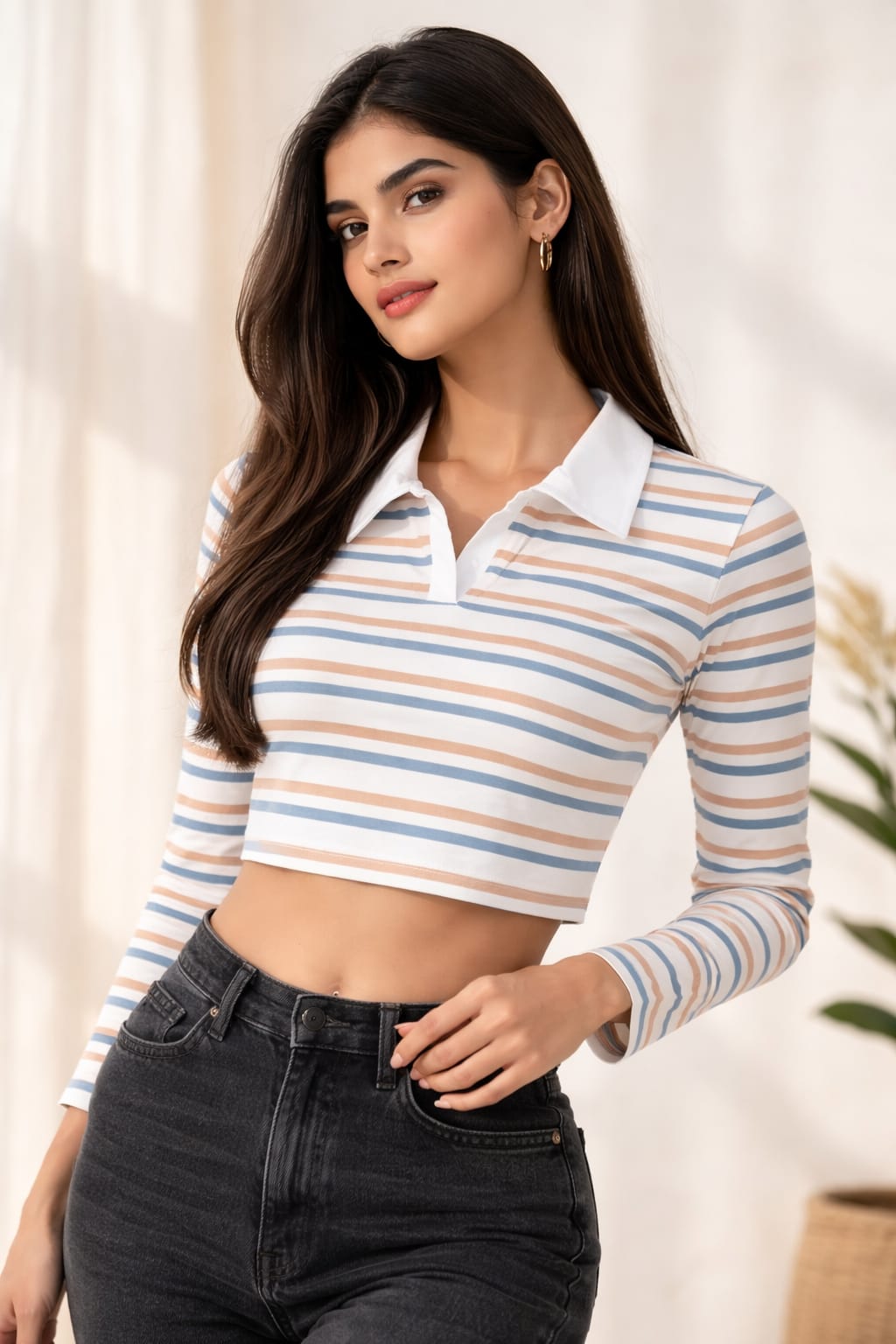 cropped polo top