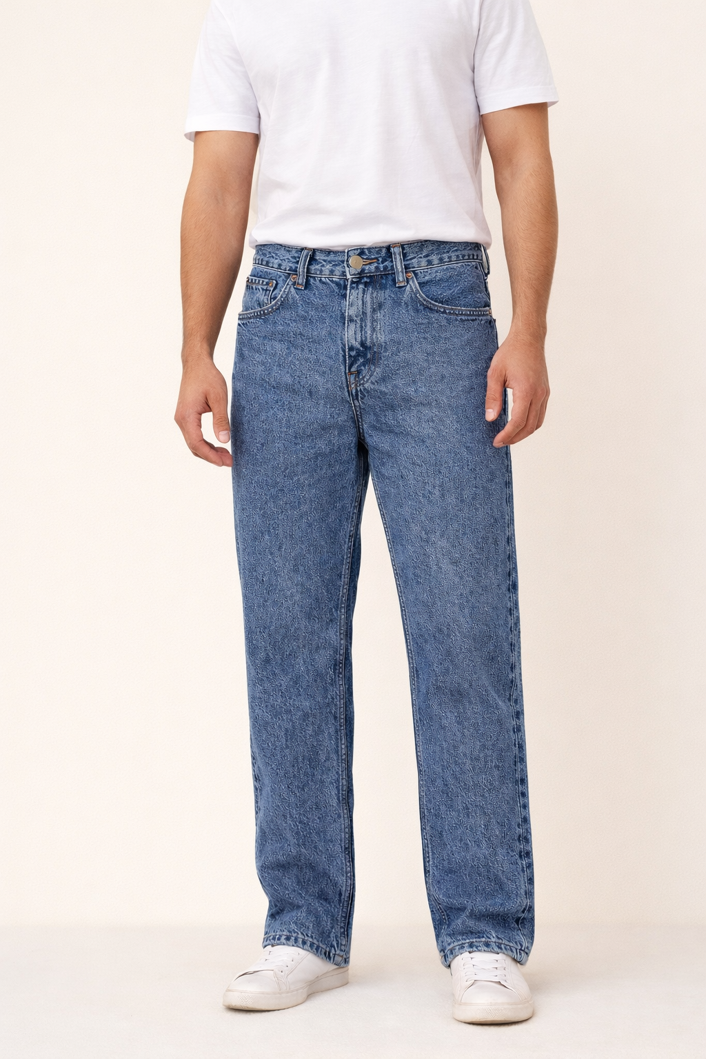 Straight -Fit Blue Denim Jeans