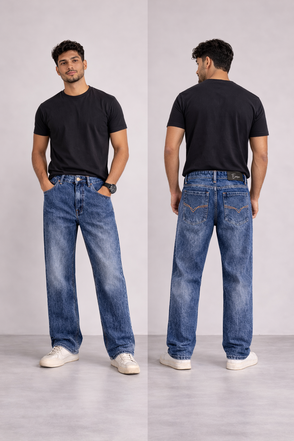 Straight Fit Blue Denim Jeans