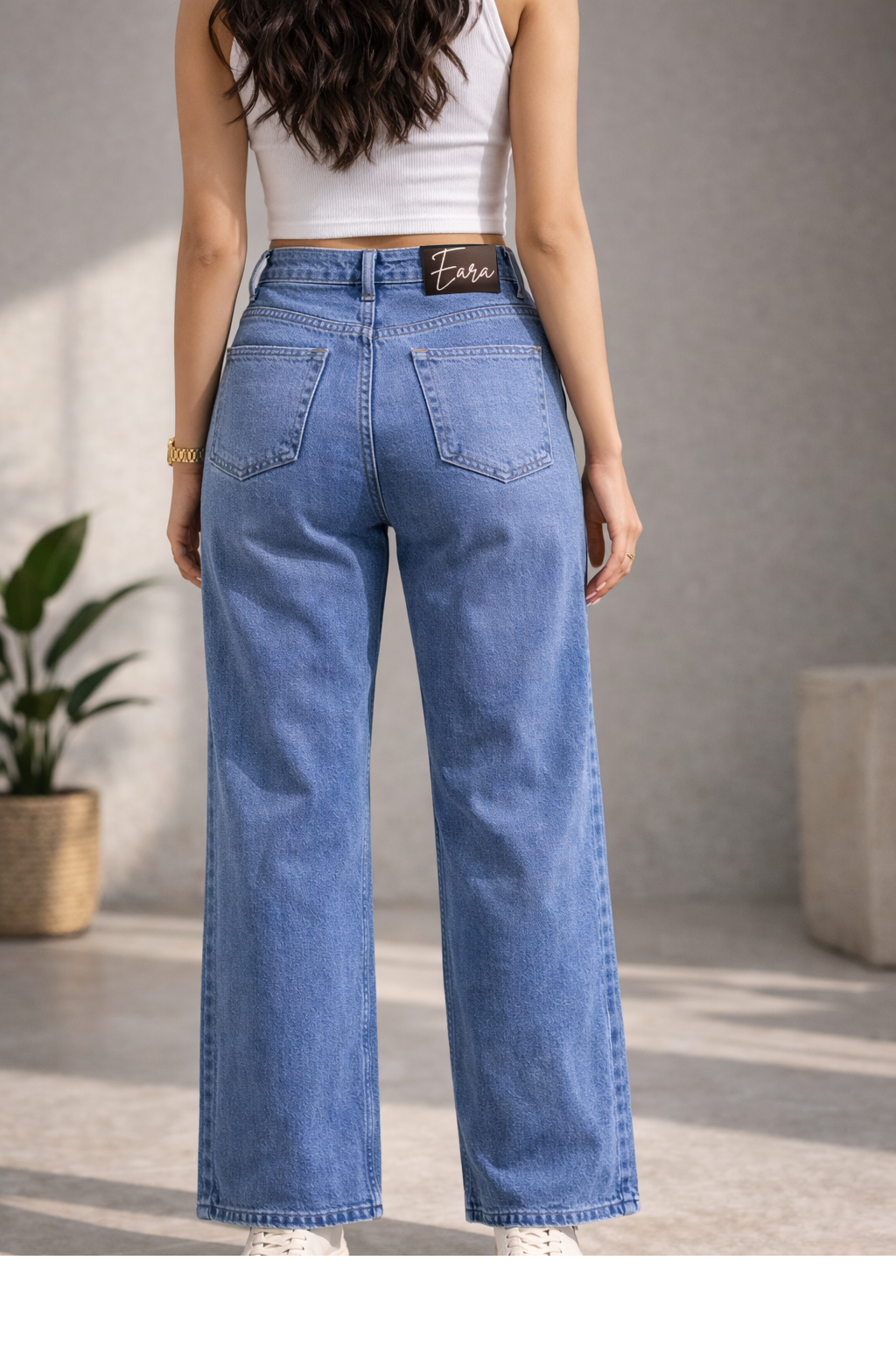 Mid-blue wide-leg jeans