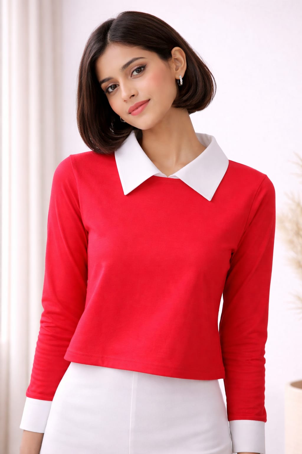 Mint Green Collared Cropped Top